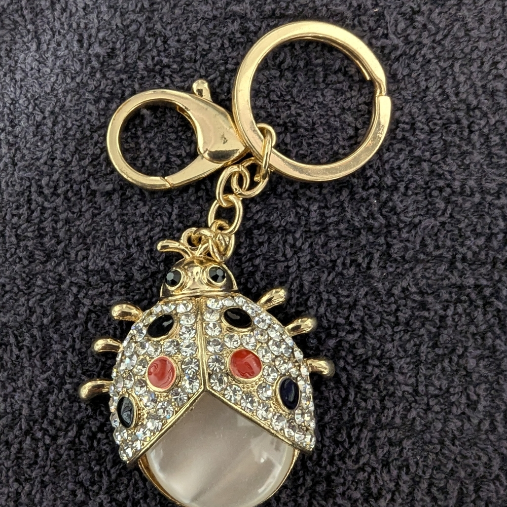 Chic Gold and Black Ladybug Keychain